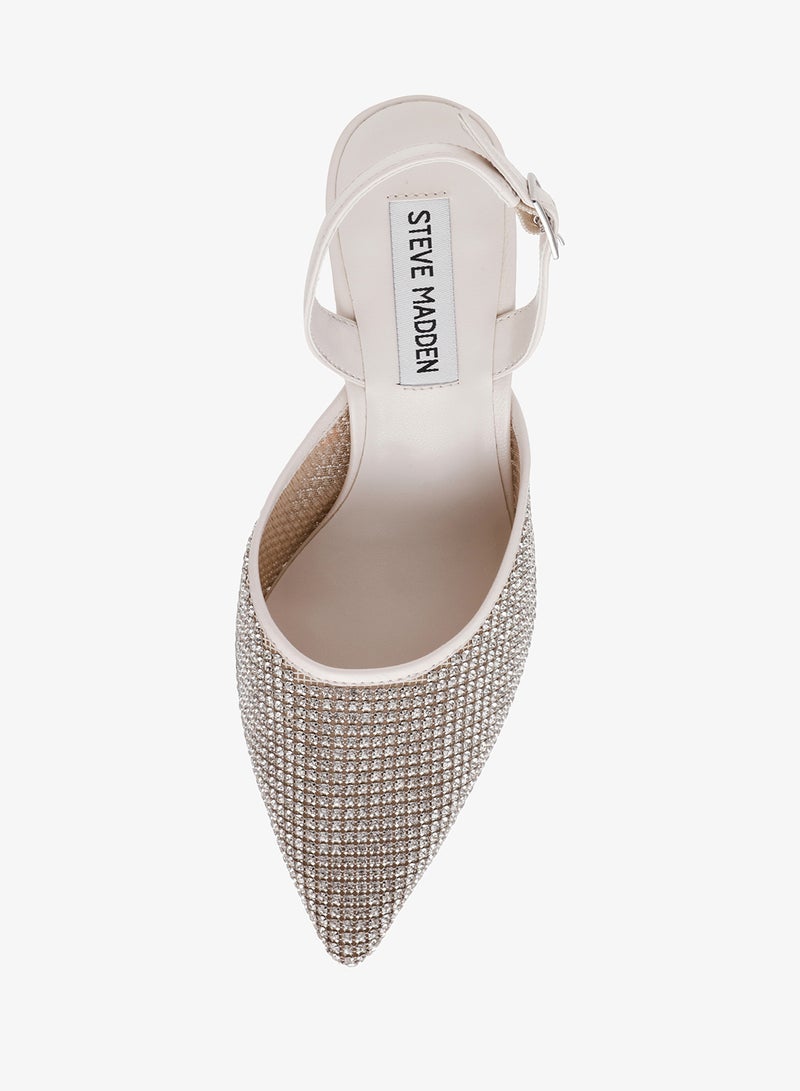 ستيف مادن حذاء بكعب مزين بالكريستال وجلد البولي يوريثان النابا - Image 4